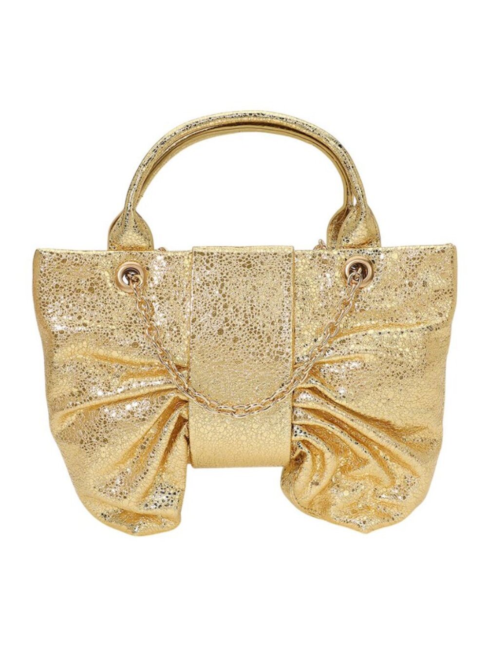 Tigerstars Sparkly Gold Bow Accent Shoulder Crossbody Handbag
